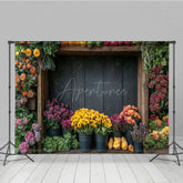 Aperturee - Aperturee Wooden Shelf Colorful Spring Floral Backdrop For Photo
